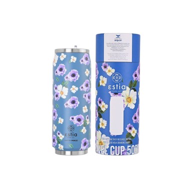 ESTIA INSULATED TRAVEL CUP SAVE THE AEGEAN 500ML GARDEN BLUE 01-16807 Blue