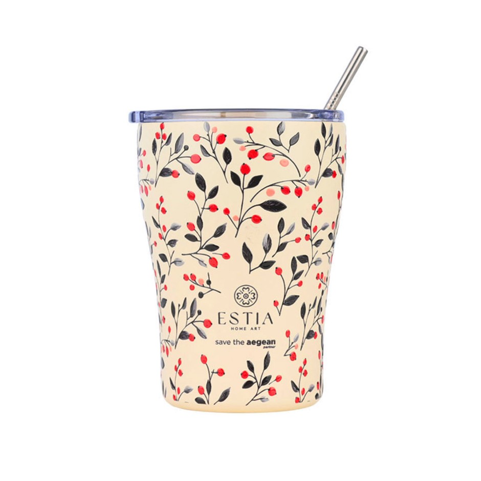 Ποτήρι Θερμός Εκρού - Estia Coffee Mug Save The Aegean Bloom Beige