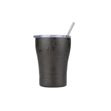 ESTIA INSULATED COFFEE MUG SAVE THE AEGEAN 350ML NOIR ECHO 01-22891 Black