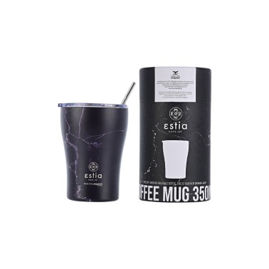 ESTIA INSULATED COFFEE MUG SAVE THE AEGEAN 350ML PENTELICA BLACK 01-16913 Black
