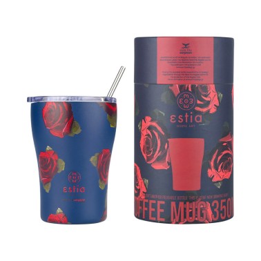 ESTIA COFFEE MUG STA 350ml ELECTRIC ROSES 01-22969 Blue