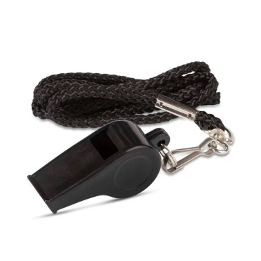 SELECT REFEREES WHISTLE PLASTIC W/LANYARD 820025 Black