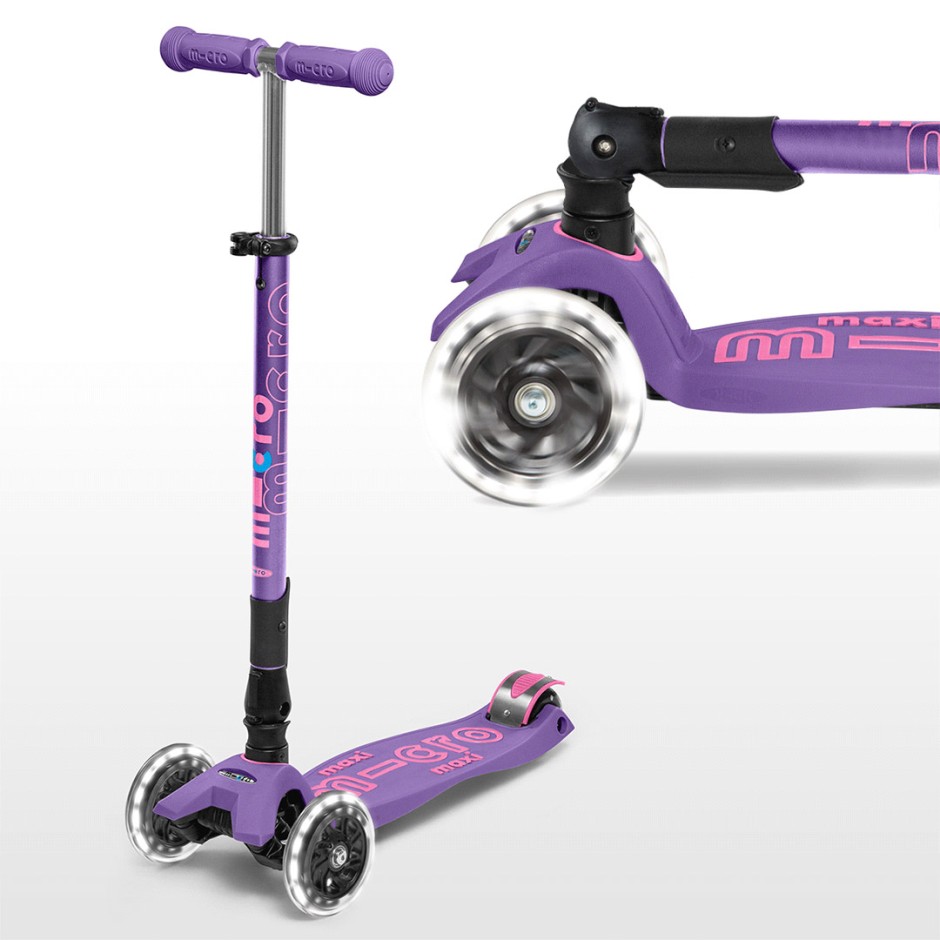 Παιδικό Πατίνι - Micro Maxi Deluxe Foldable Led Purple