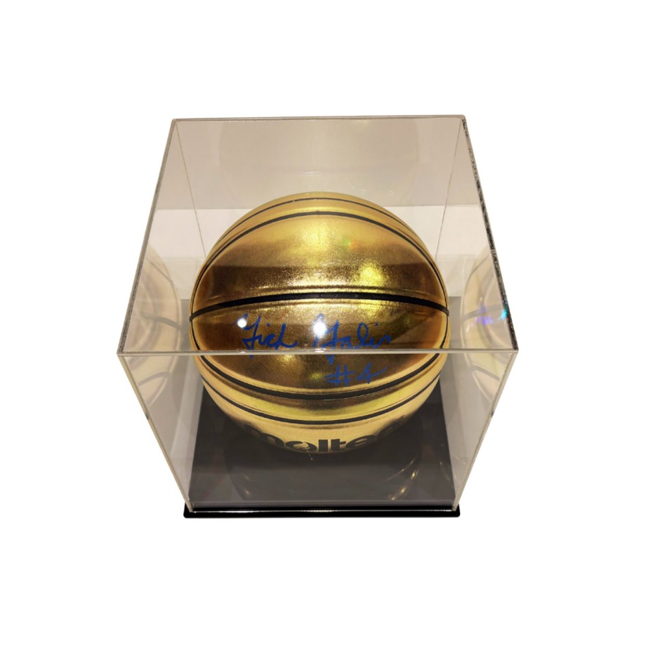 Basketball Display Case - Trace 'N Chase Acrylic Basketball Display Case With Black Base