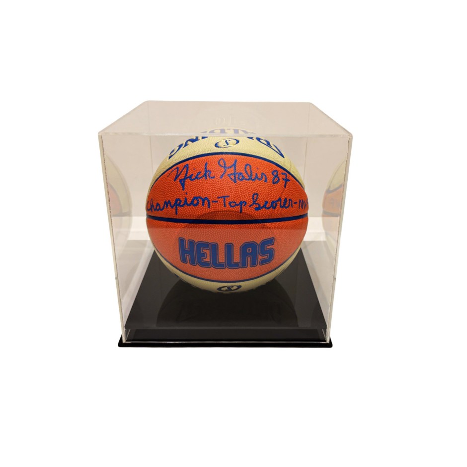 Basketball Display Case - Trace 'N Chase Acrylic Basketball Display Case With Black Base