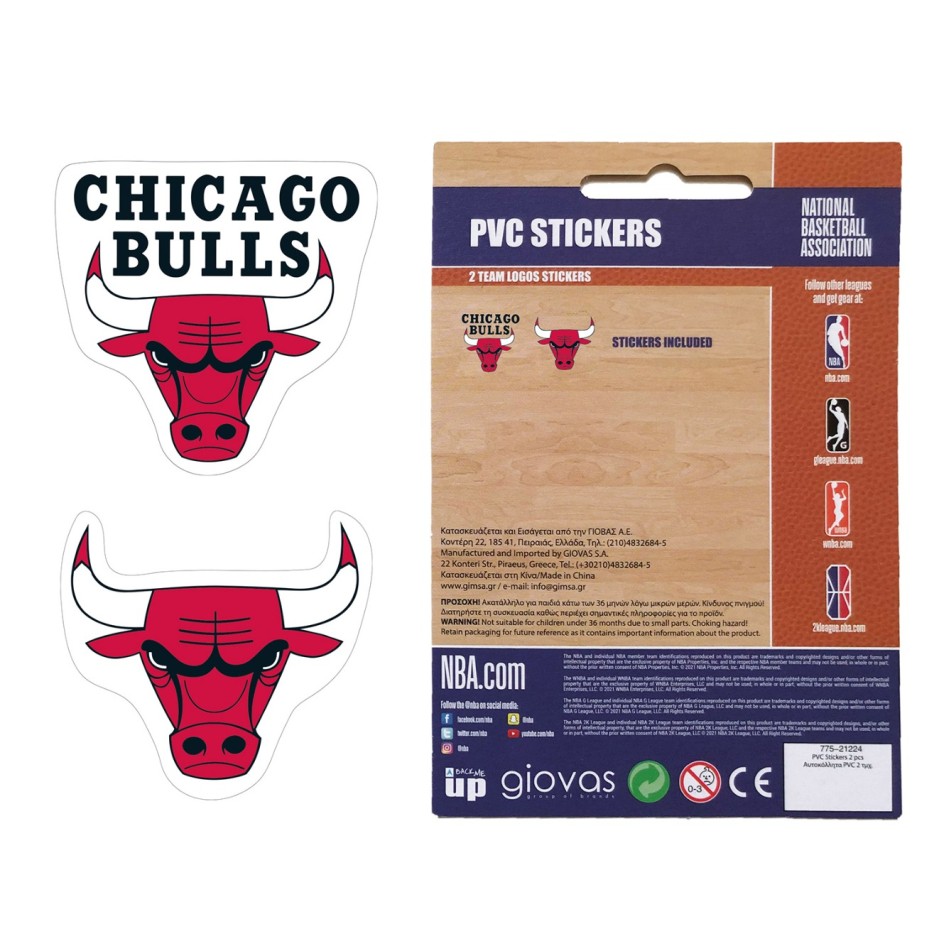 GIM BMU PVC STICKERS  NBA 2 LOGOS TEAM 162PCS 775-21224-CHICAGO BULLS Red