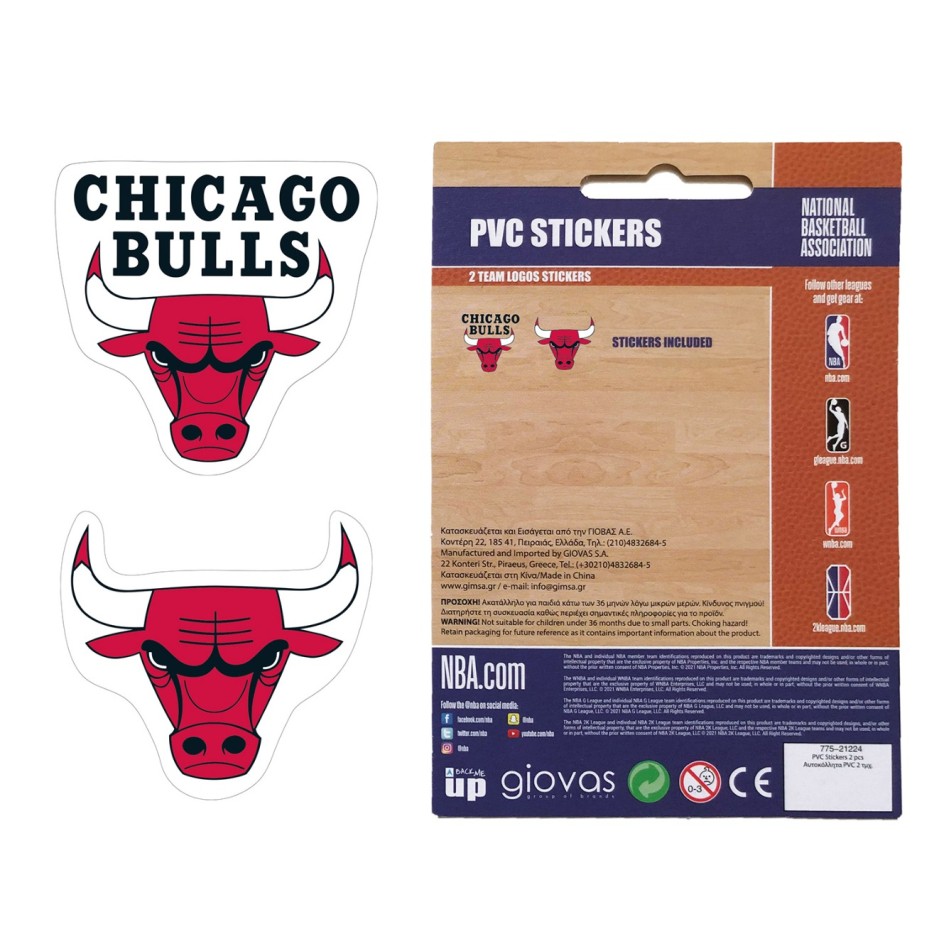 NBA PVC STICKERS 2 LOGOS TEAM 162PCS 775-21224-CHICAGO BULLS Κόκκινο