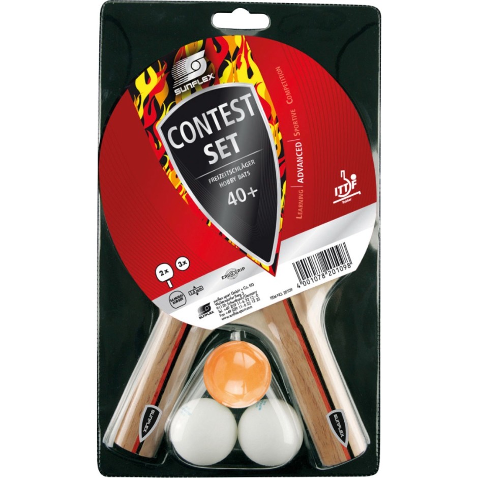Ping Pong Rackets - Amila Sunflex Contest (Set with 3 Balls)