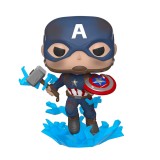 FUNKO POP  MARVEL: AVENGERS ENDGAME - CAPTAIN AMERICA WITH BROKEN SHIELD & MJOLNIR #573 BOBBLE-HEAD VINYL FIGURE 051668 Colorful Image 