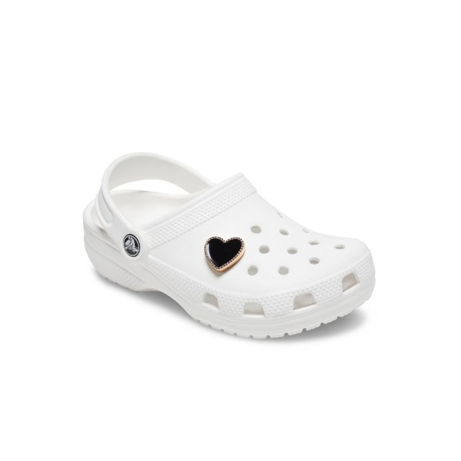 Crocs Jibbitz Black Heart With Gold Outline Μαύρα