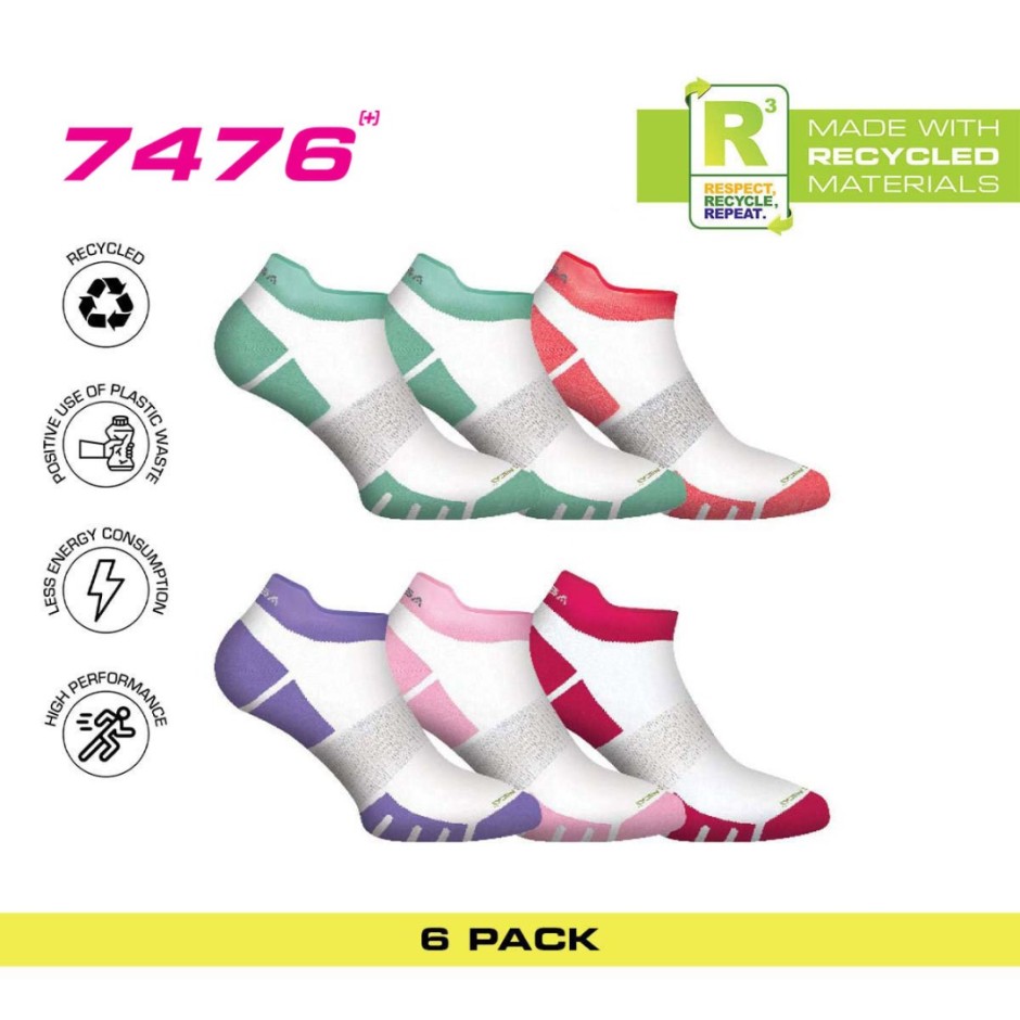 GSA BAMBOO WOMENS EXTRA CUSHIONED PERFORMANCE LOW CUT 6PACK Λευκό