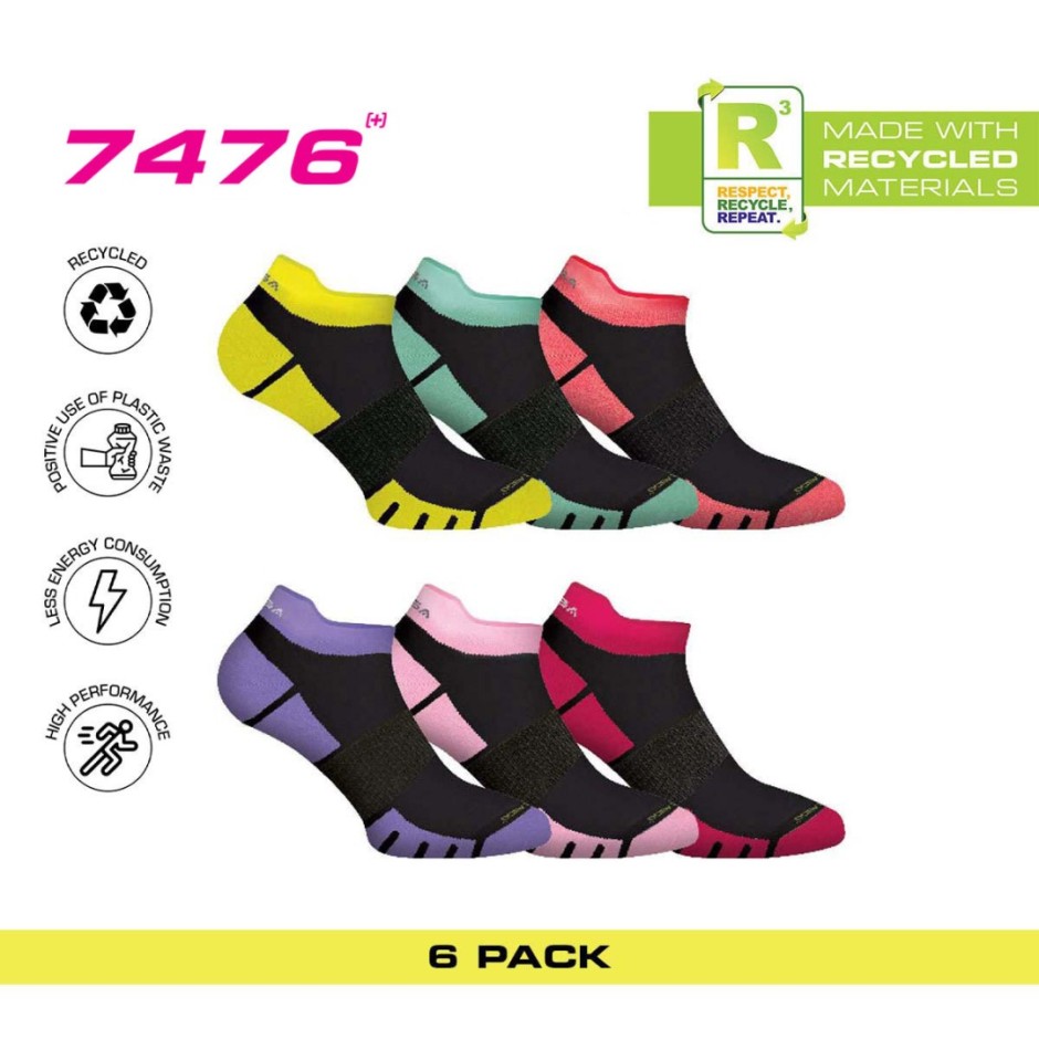 GSA BAMBOO WOMENS EXTRA CUSHIONED PERFORMANCE LOW CUT 6PACK Μαύρο