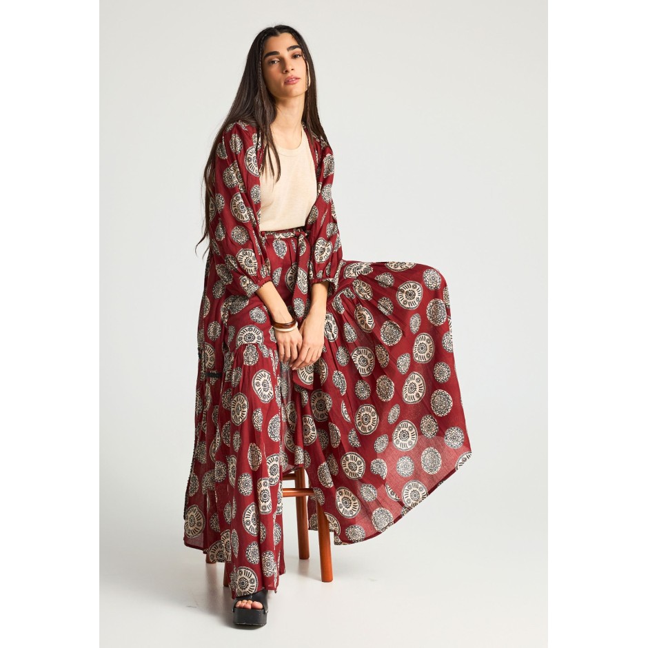 FUNKY BUDDHA KIMONO FBL013-107-01-HENNA BROWN Brown