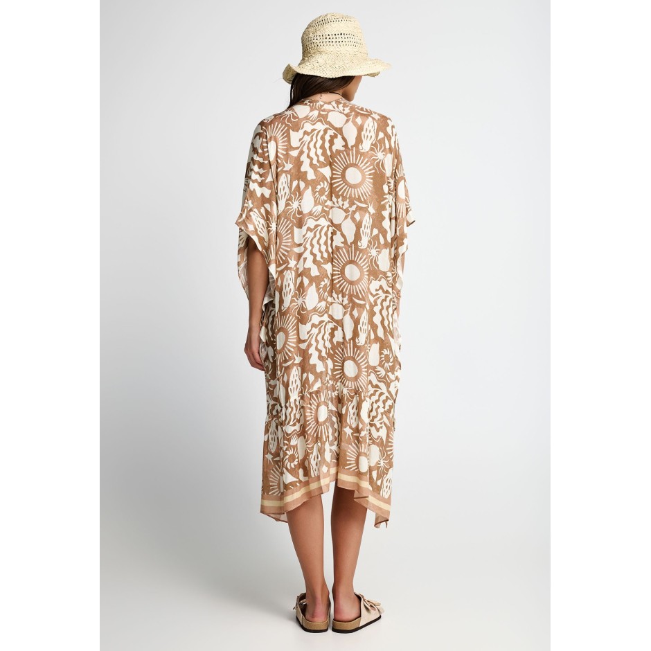 FUNKY BUDDHA KIMONO FBL013-454-10-WARM SAND ΕΚΡΟΥ