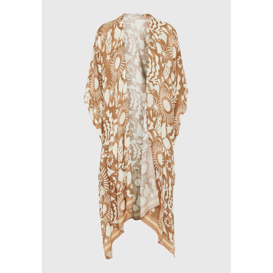 FUNKY BUDDHA KIMONO FBL013-454-10-WARM SAND ΕΚΡΟΥ