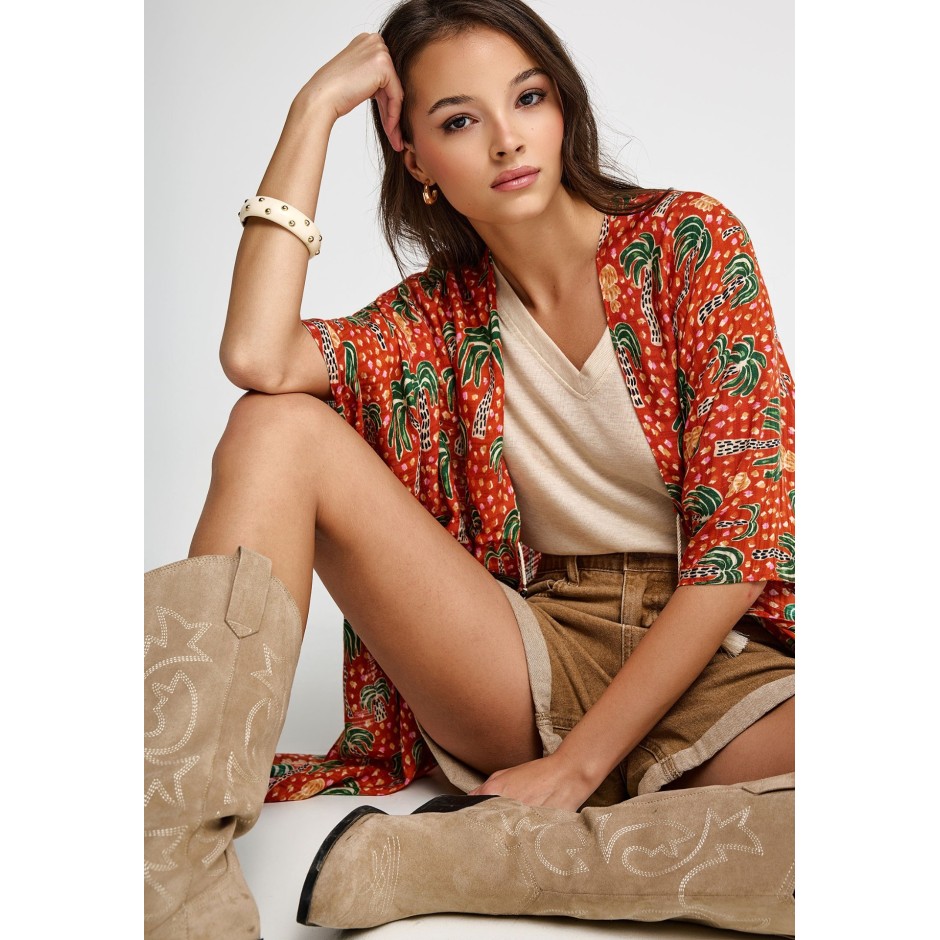 FUNKY BUDDHA KIMONO FBL013-456-10-SPICY ORANGE ΠΟΡΤΟΚΑΛΙ