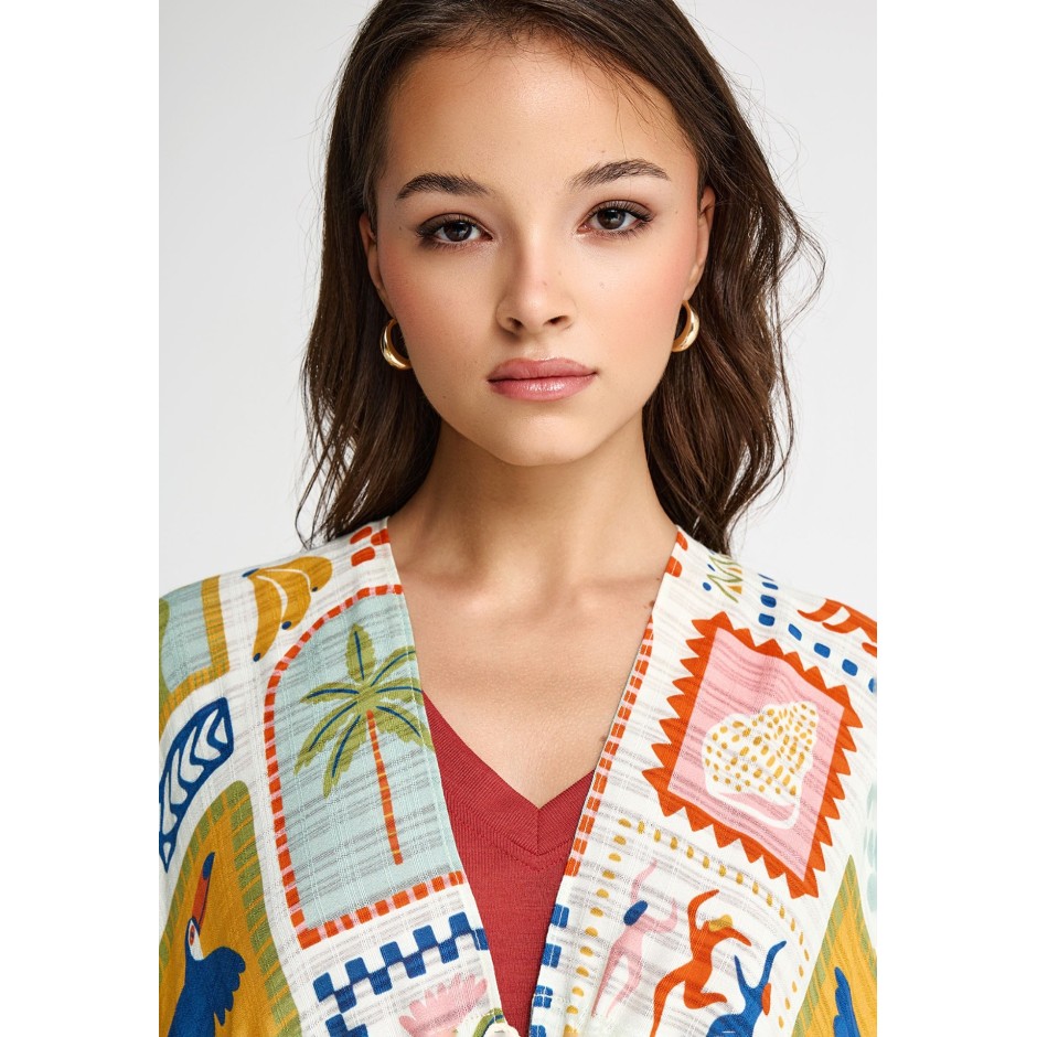 FUNKY BUDDHA KIMONO FBL013-457-10-MULTI Πολύχρωμο