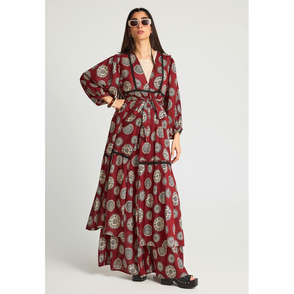FUNKY BUDDHA KIMONO FBL013-107-01-HENNA BROWN Brown