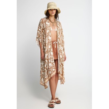 FUNKY BUDDHA KIMONO FBL013-454-10-WARM SAND ΕΚΡΟΥ