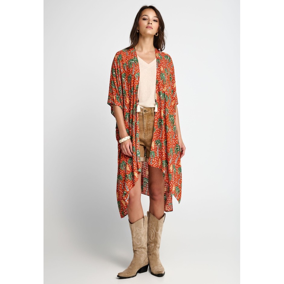 FUNKY BUDDHA KIMONO FBL013-456-10-SPICY ORANGE ΠΟΡΤΟΚΑΛΙ