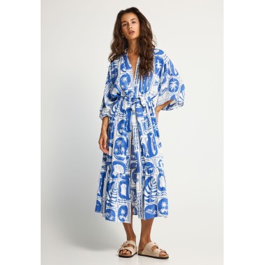 FUNKY BUDDHA KIMONO FBL013-461-10-ELECTRIC INDIGO ΜΠΛΕ