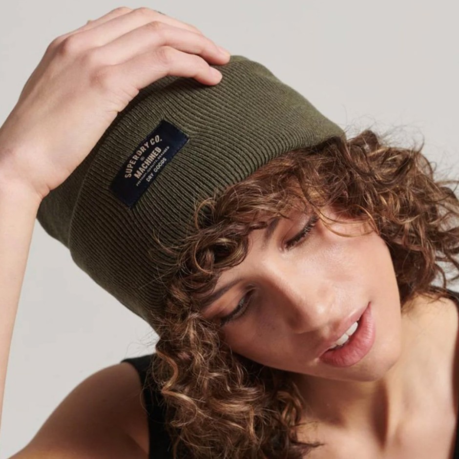 SUPERDRY CLASSIC KNITTED BEANIE HAT W9010162A-9AE OLIVE