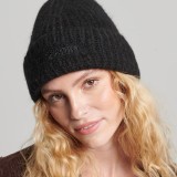 SUPERDRY RIB KNIT BEANIE HAT W9010164A-02A Black Image 1