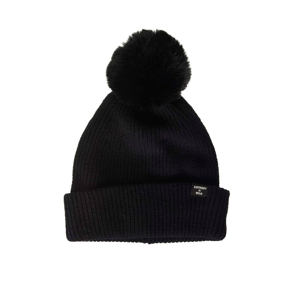 SUPERDRY HERITAGE RIBBED BEANIE W9010031A-02A Μαύρο