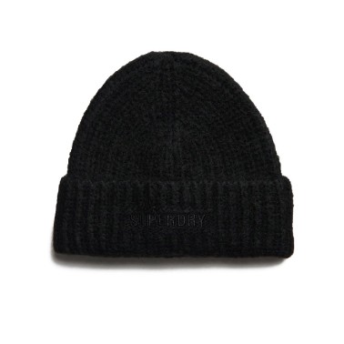 SUPERDRY RIB KNIT BEANIE HAT W9010164A-02A Black
