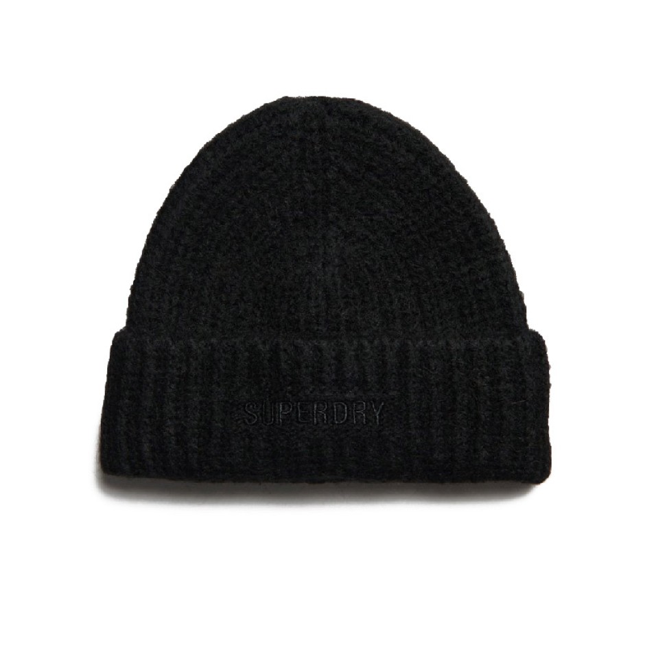SUPERDRY RIB KNIT BEANIE HAT W9010164A-02A Black
