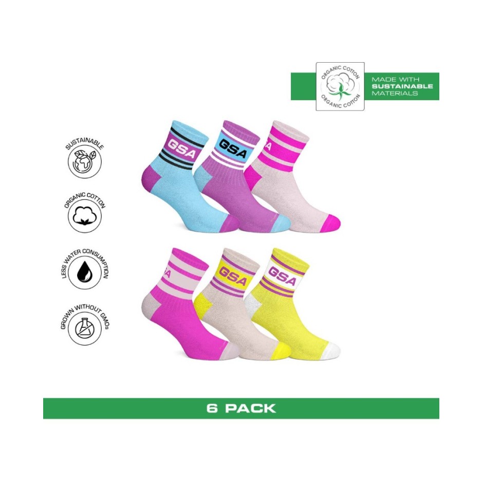 GSA ORGANICPLUS GIRLS ULTRALIGHT QUARTER 6PACK Πολύχρωμο