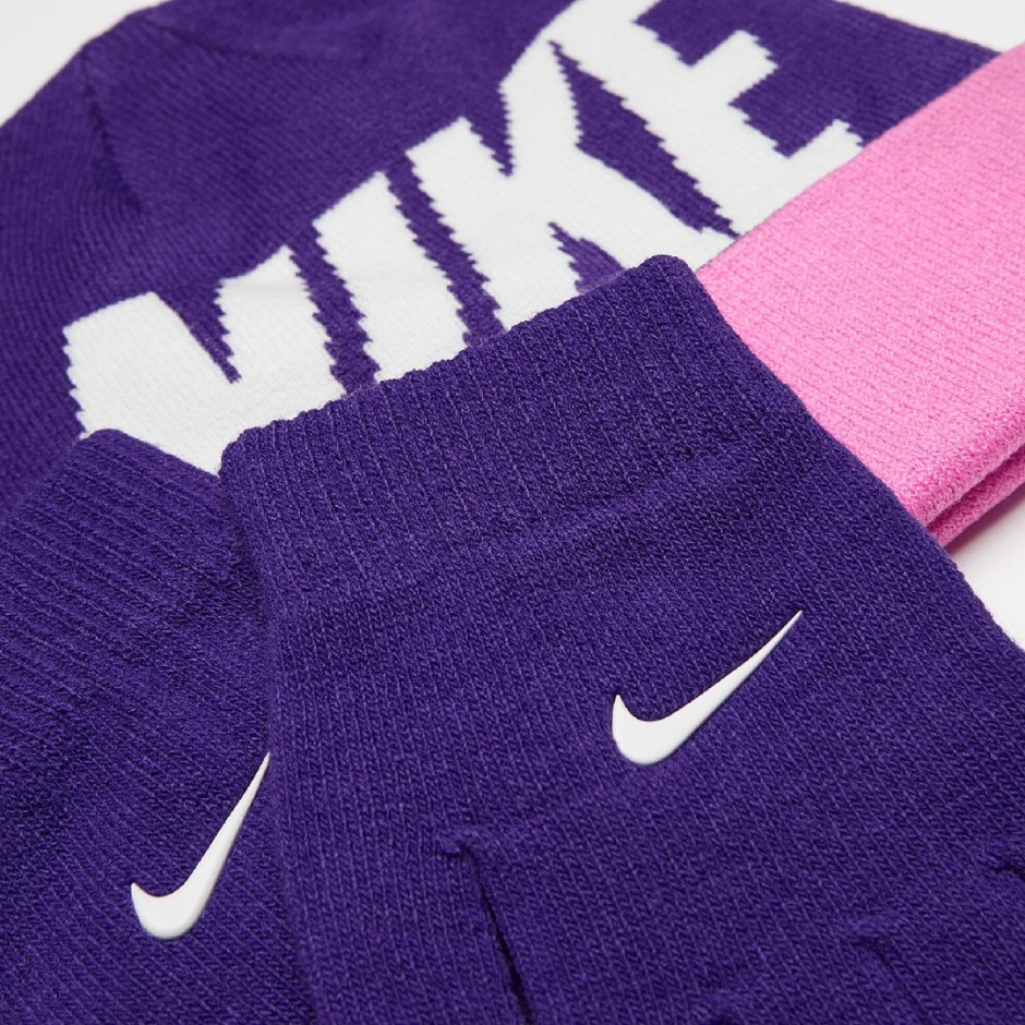 NIKE WORDMARK COLORBLOCK BEANIE SET 8A3045-P6C Colorful