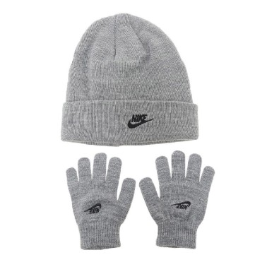 Nike Club Ανθρακί - Παιδικό Σκουφάκι και Γάντια 