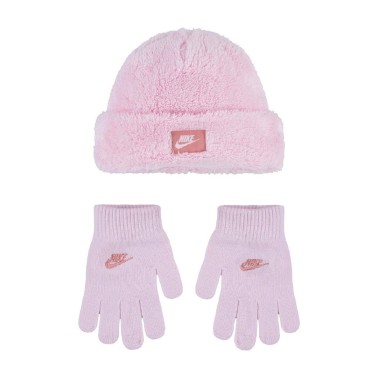 Nike Cozy Peak Ροζ - Παιδικό Σκουφάκι και Γάντια