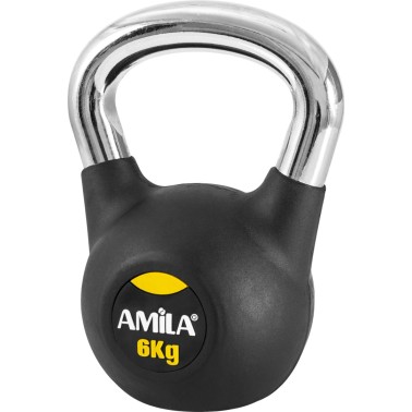 Kettlebell Black - Amila Rubber Cover Cr Handle 6Kg