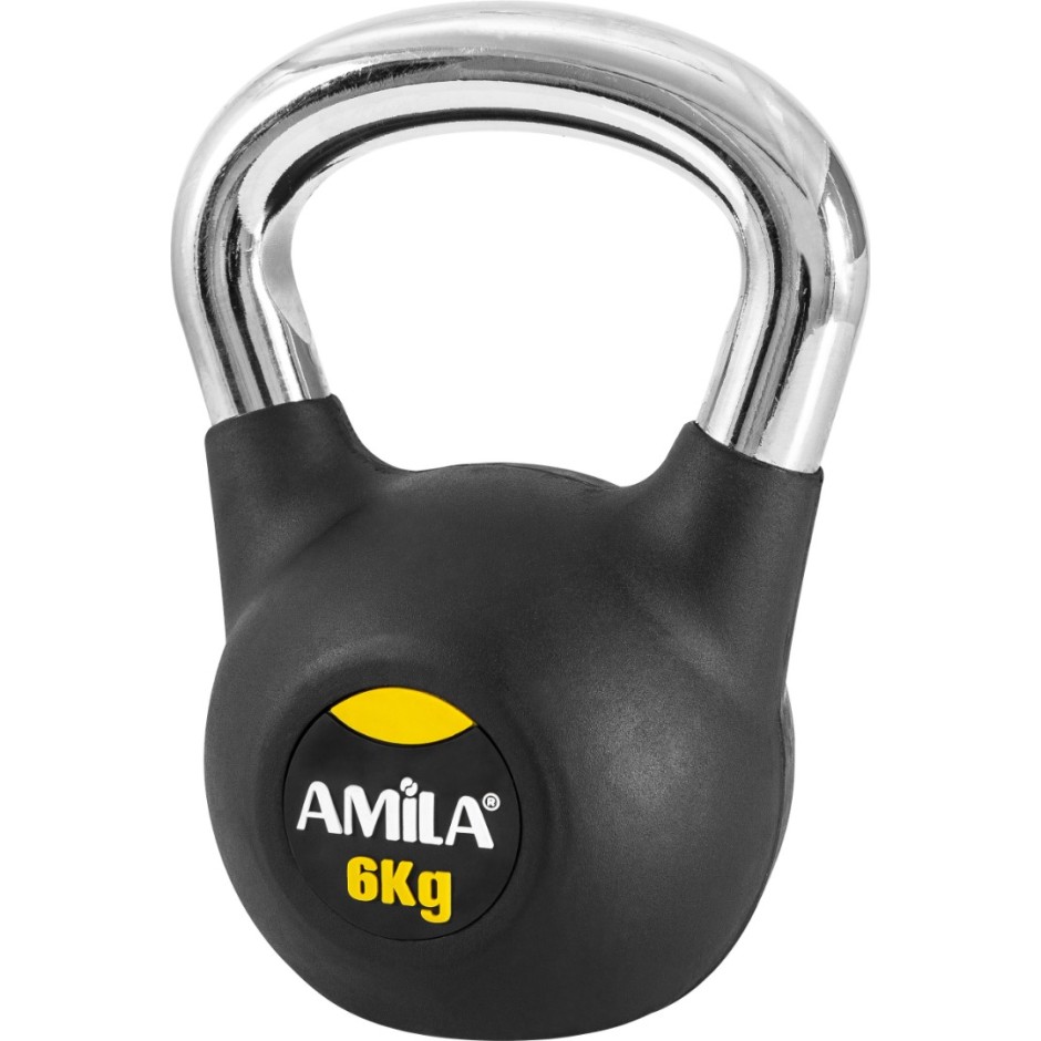 Kettlebell Black - Amila Rubber Cover Cr Handle 6Kg