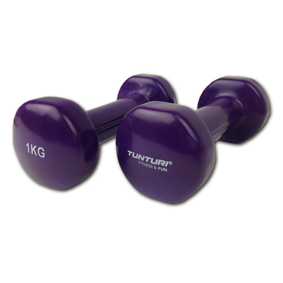 TUNTURI VINYL DUMBBELLS 1.0KG, PURPLE PAIR 14TUSFU109 One Color
