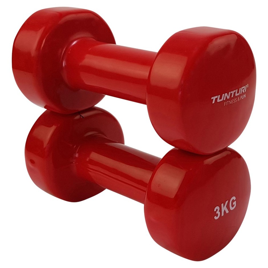 TUNTURI VINYL DUMBBELLS 3.0KG, RED, PAIR 14TUSFU111 One Color