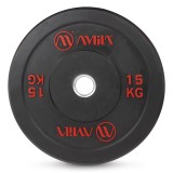 AMILA BUMPER PLATE SLIM DISC BLACK RED LETTERS 15KG 84833-BLACK RED Black Image 