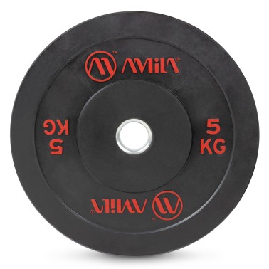 AMILA BUMPER PLATE SLIM DISC BLACK RED LETTERS 5KG 84831-BLACK RED Black