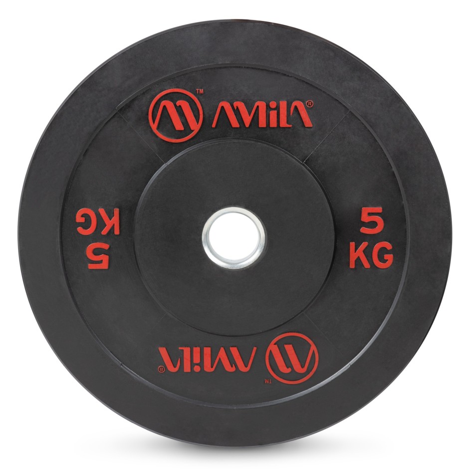 AMILA BUMPER PLATE SLIM DISC BLACK RED LETTERS 5KG 84831-BLACK RED Black