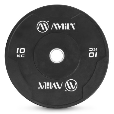 AMILA BUMPER PLATE SLIM DISC BLACK WHITE LETTERS 10KG 84842-BLACK WHITE Black