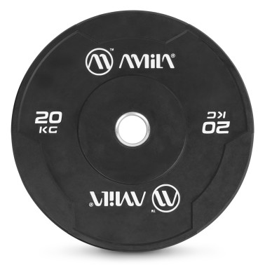 AMILA BUMPER PLATE SLIM DISC BLACK WHITE LETTERS 20KG 84844-BLACK WHITE Black