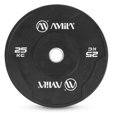 AMILA BUMPER PLATE SLIM DISC BLACK WHITE LETTERS 25KG 84845-BLACK WHITE Black