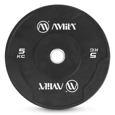 AMILA BUMPER PLATE SLIM DISC BLACK WHITE LETTERS 5KG 84841-BLACK WHITE Black