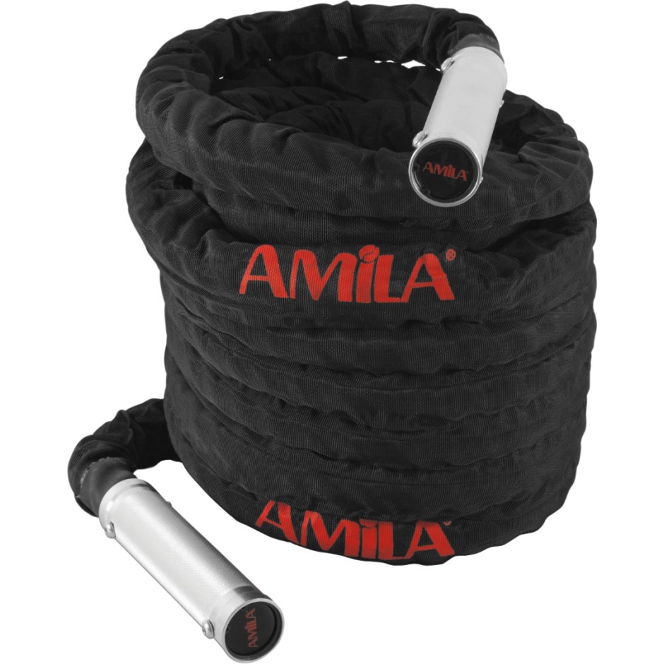 AMILA ΣΧΟΙΝΙ ΓΙΑ CROSS FIT POLYESTER BATTLE ROPE 38mm*9m ΜΕ ΛΑΒΕΣ ΑΛΟΥΜΙΝΙΟΥ 84553-Ο-C Ο-C