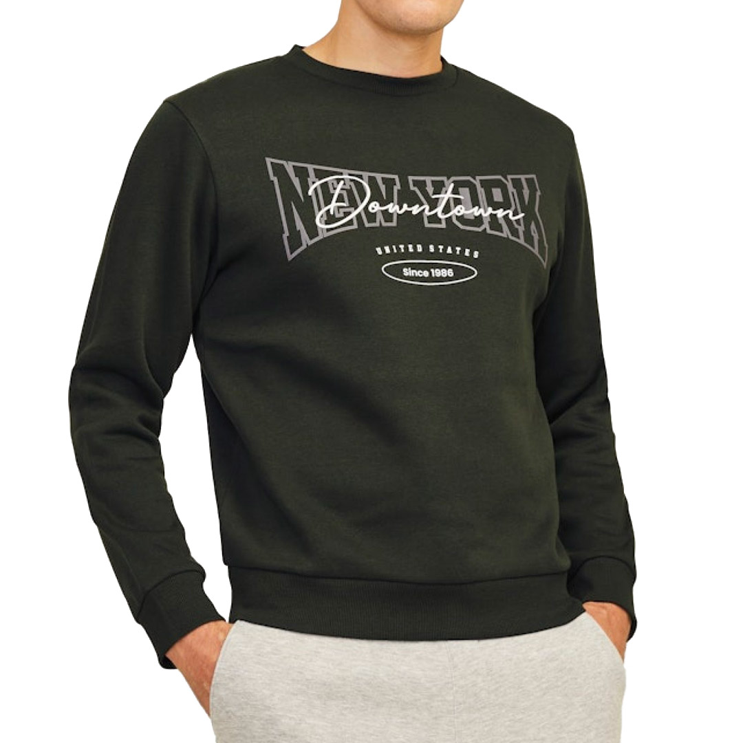 JJ REBEL JJ REBEL NEWYORK SWEAT CREW NECK 12263871-KOMBU GREEN ΛΑΔΙ