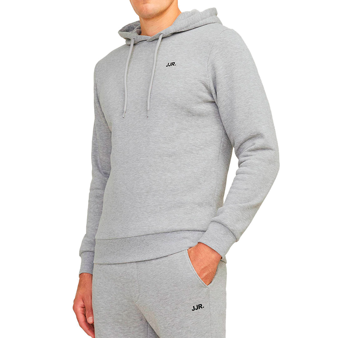 JJ REBEL JJ REBEL LOGO SWEAT HOOD 12263852-LIGHT GREY MELANGE Γκρί