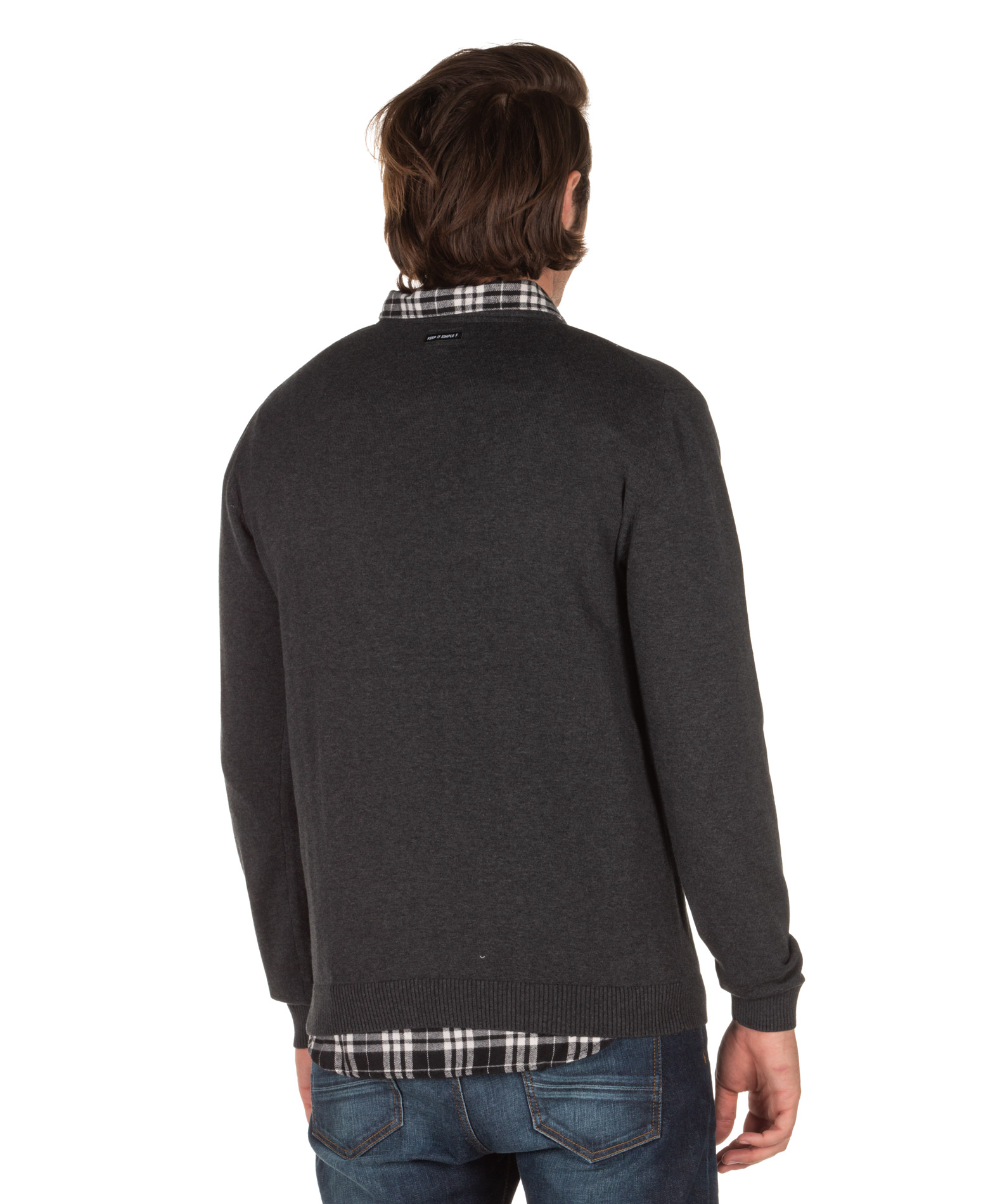 EMERSON COTTON KNITTED SWEATER 192.EM70.90-D.GREY ML Ανθρακί