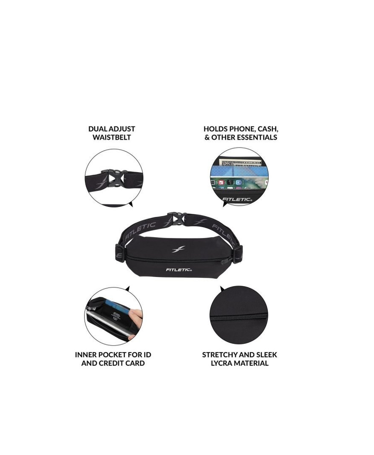 FITLETIC MINI SPORT BELT MSB01-01 Μαύρο φωτογραφία